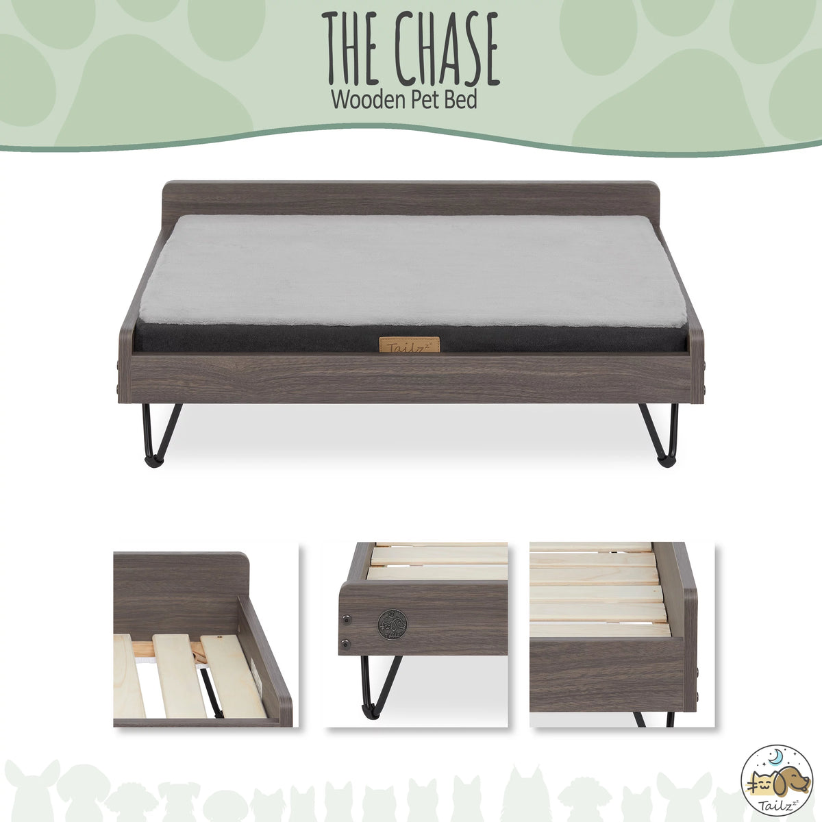 Wooden Pet Bed with Mattress Z95311