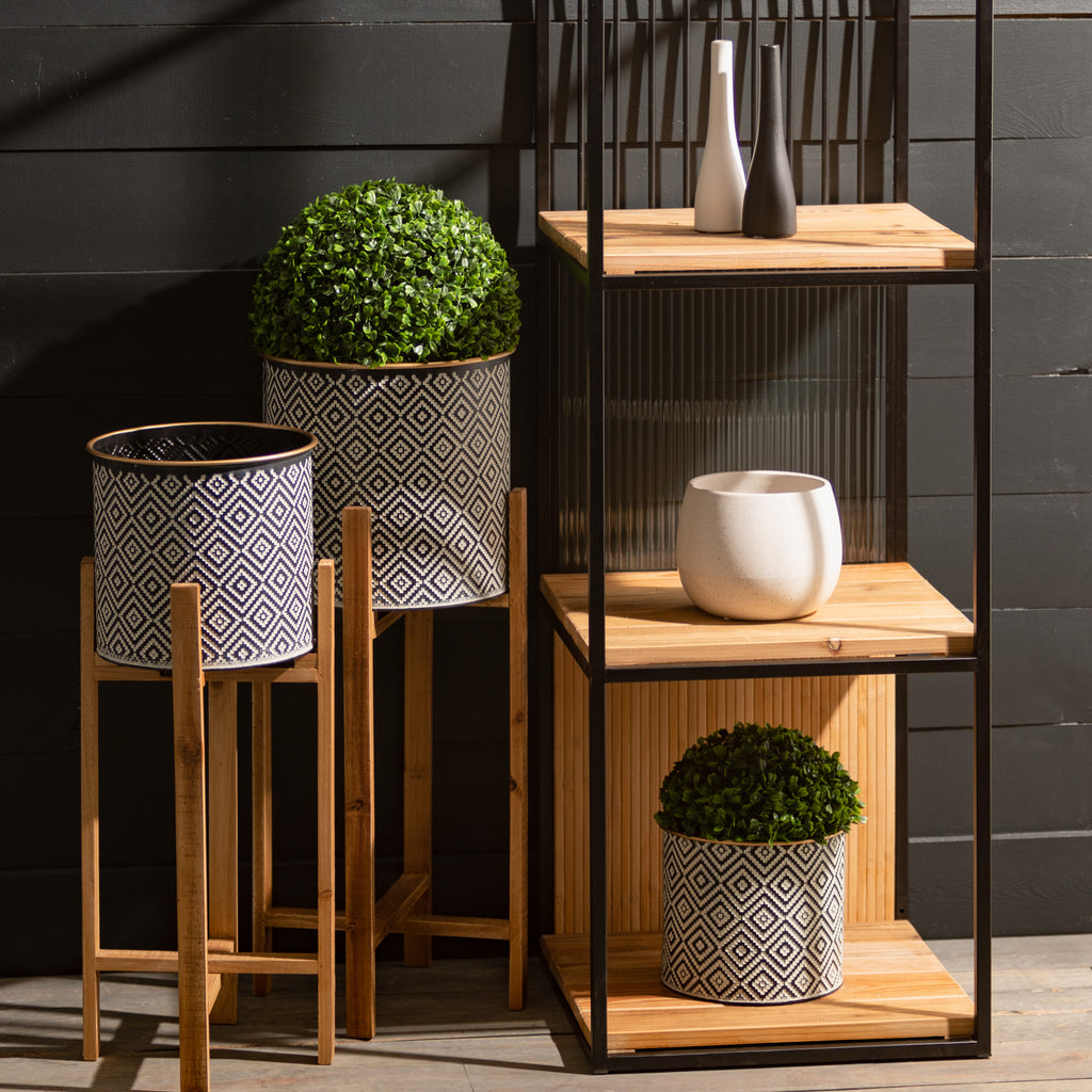 Geometric Motif Metal Planter Set of 3, Multicolored U26234