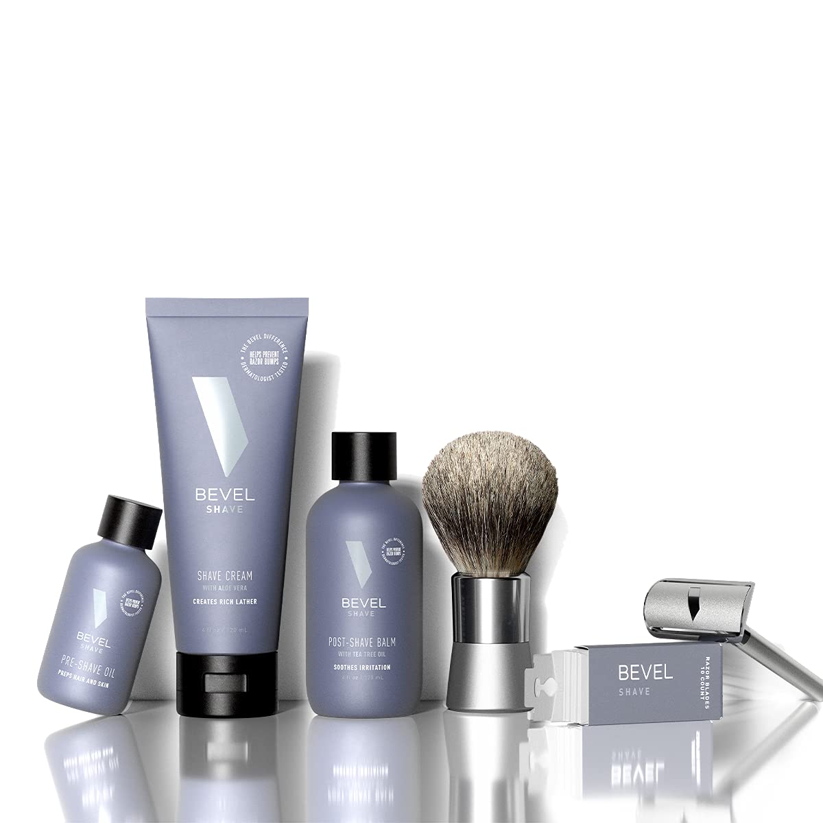 Shaving Kit with Safety Razor, Shaving Brush, Shave Creams, Oil, Balm and 20 Blades Q705682