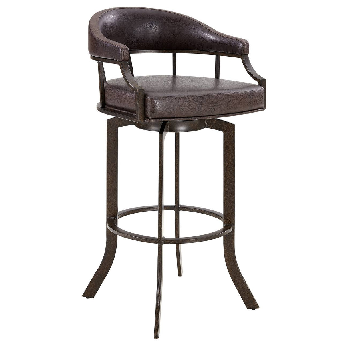 Auburn Bay and Brown Faux Leather Swivel Bar Stool U2323