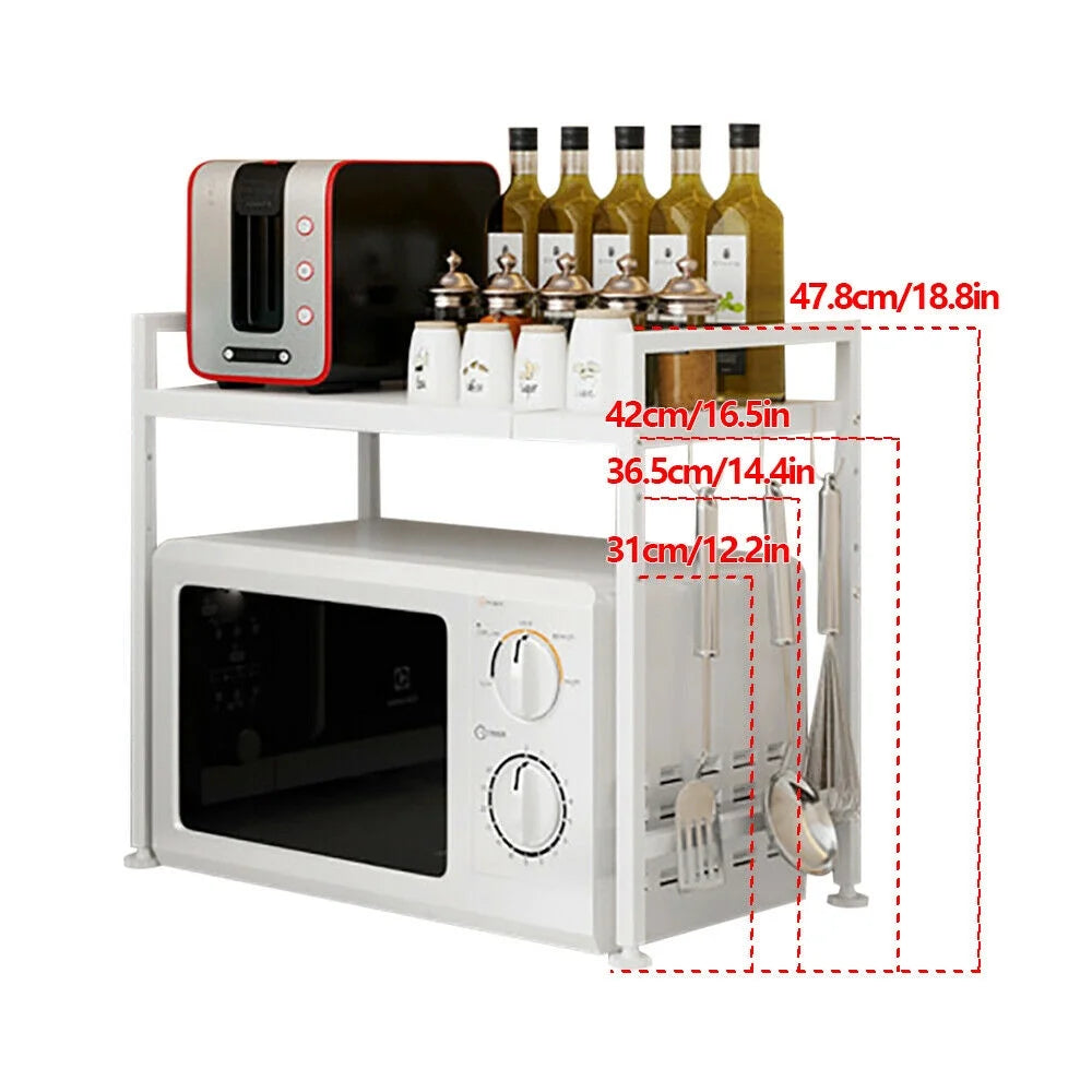 2-Tier Kitchen Storage Cart Microwave Oven Rack Stand Shelf S84672