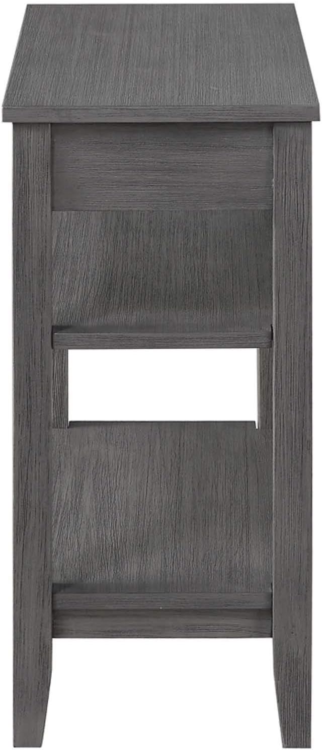 Three Tier End Table with Drawer, Dark Gray J6902