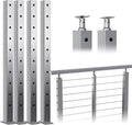 4pack Stainless Steel Brushed Finishing Square Cable Railing Post 36x2x2 V63915