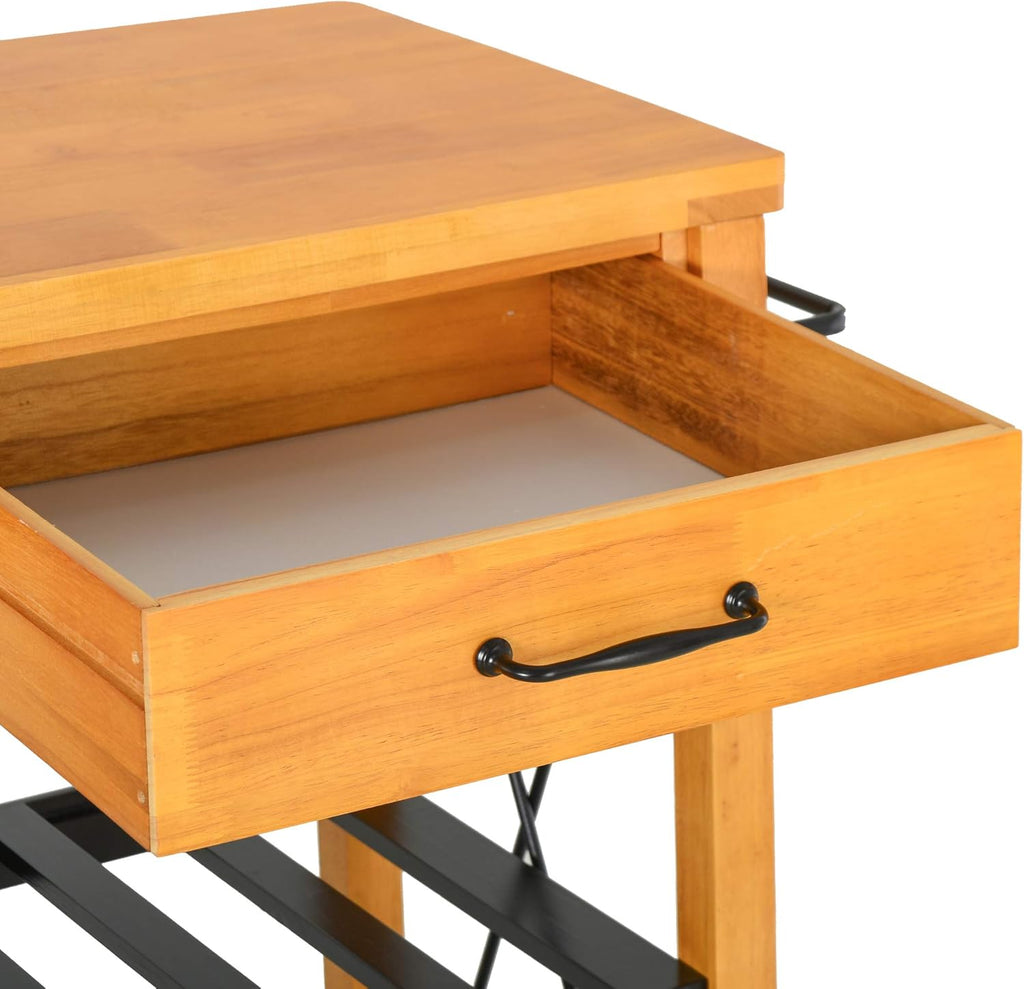 Kitchen Island Cart with 2 Drawers and Open Storage Shelves Z76854