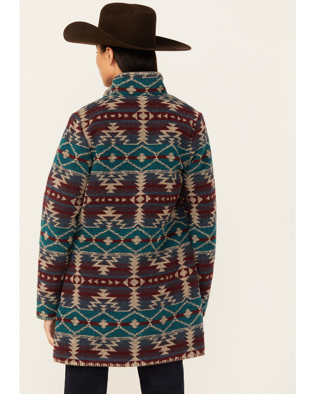 Burgundy Southwestern Print Jacket E46394