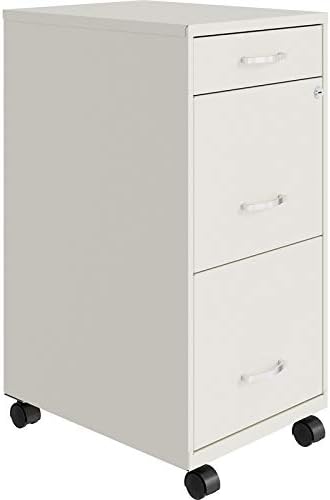 3 Drawer Metal Mobile File Cabinet with Lock, Letter Size, Silver F139