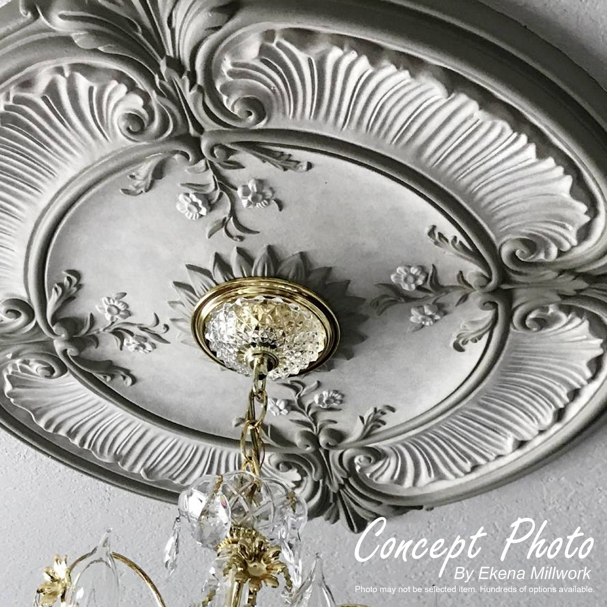 12 1/8x22OD x 3 1/2x22ID x 1x22P Hand-Painted Pearl White Ceiling Medallion K775756