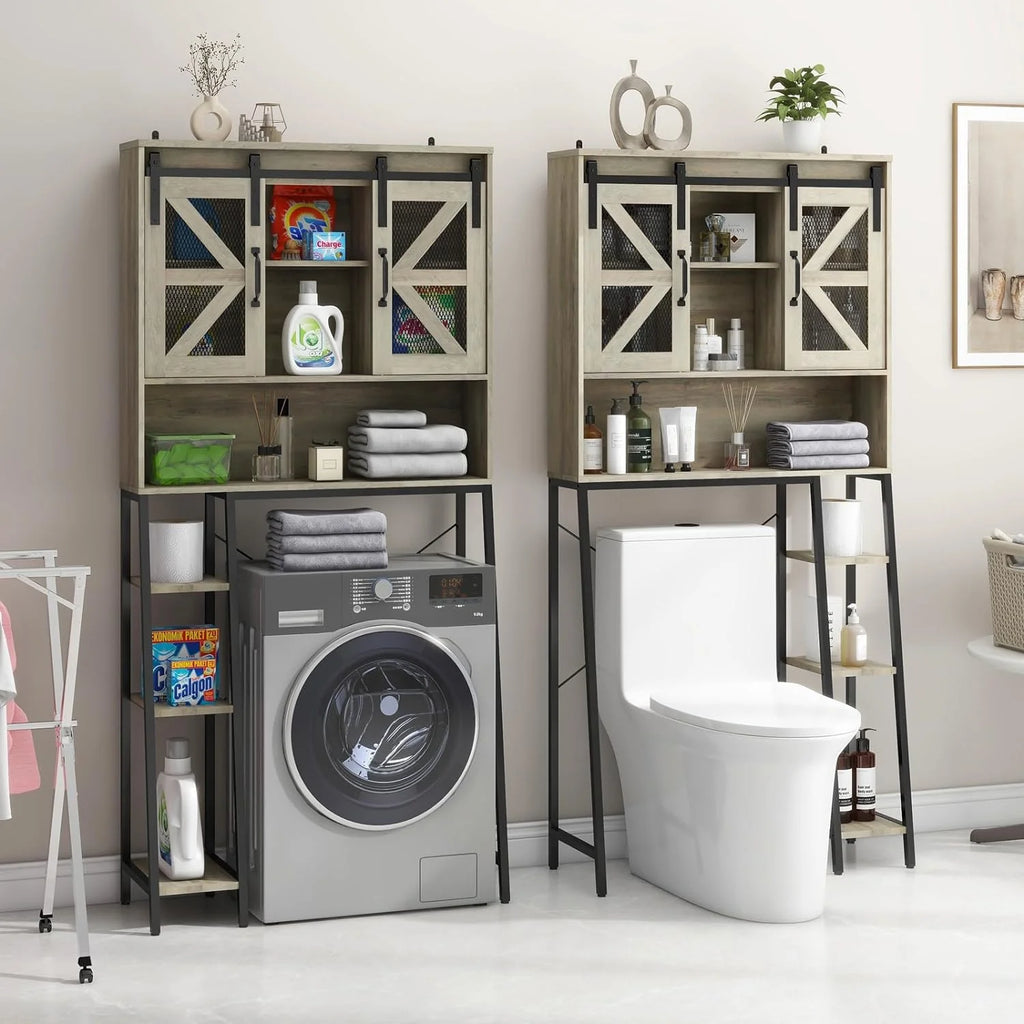 Over The Toilet Storage Cabinet with Sliding Barn Door C40024