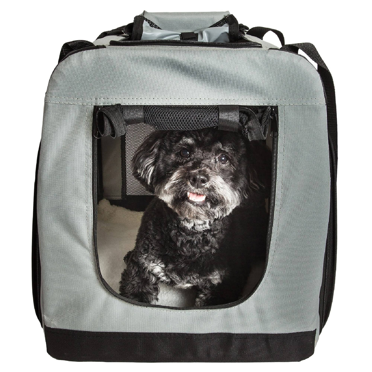Grey Metal Framed Soft-Folding Dog Crate E3263