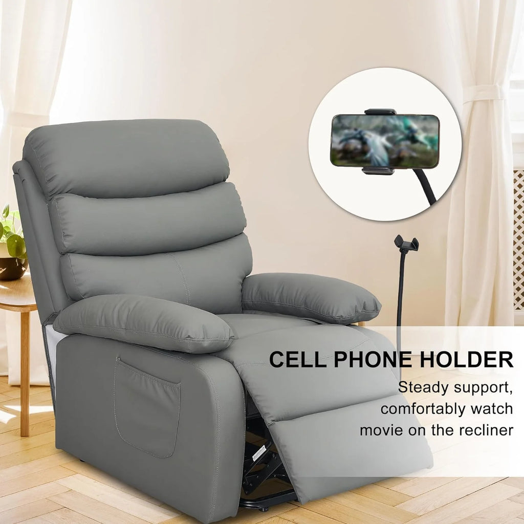Dark Gray Micro Leather Power Lift Recliner Chair with Remote J748083