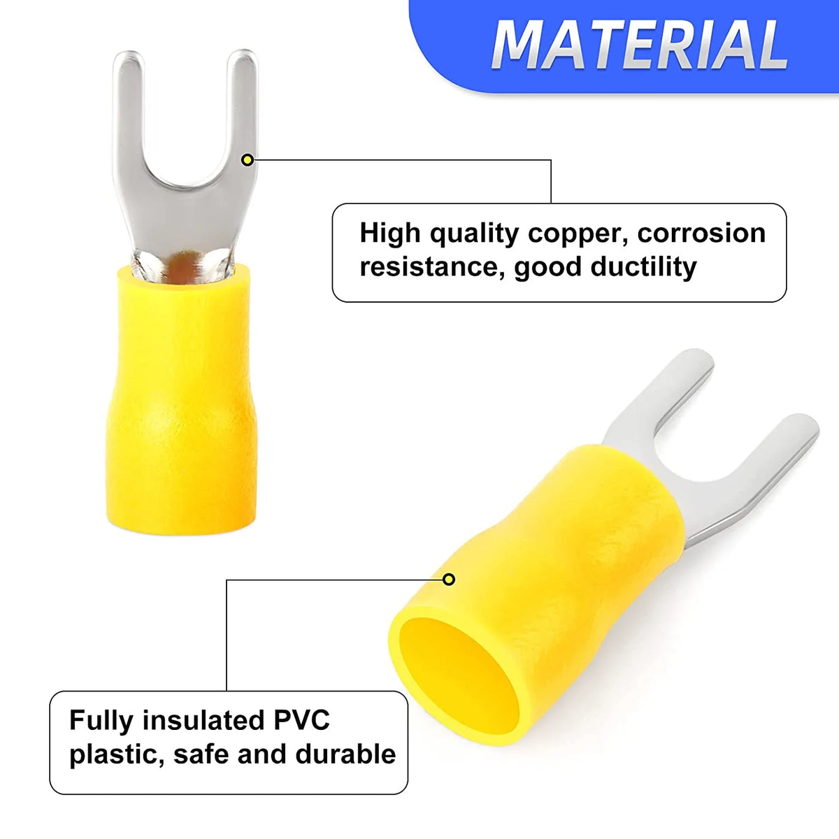 300 Pcs Insulated Fork Spade Wire Connector Terminal T60678