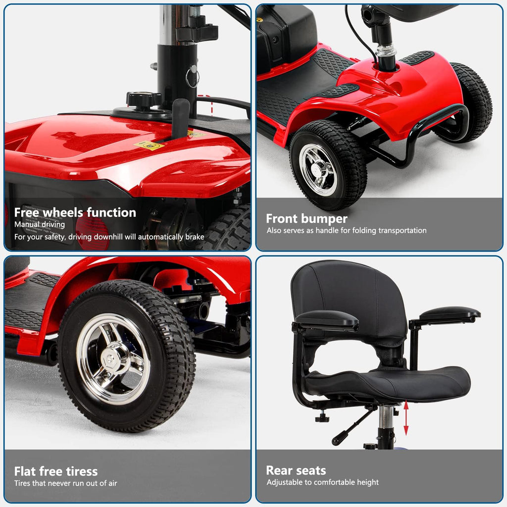 Red 4 Wheel Mobility Scooter with Basket and Extended Battery B228090