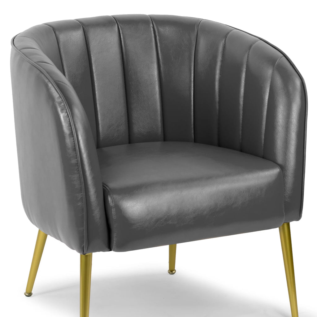 Grey Faux Leather Accent Chair O885