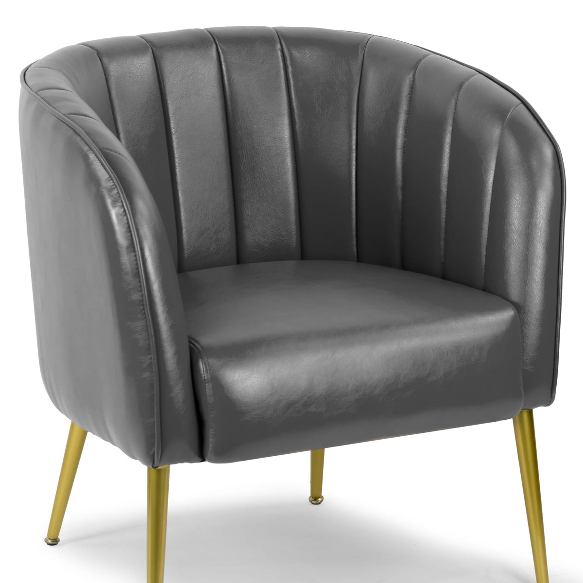 Grey Faux Leather Accent Chair O885