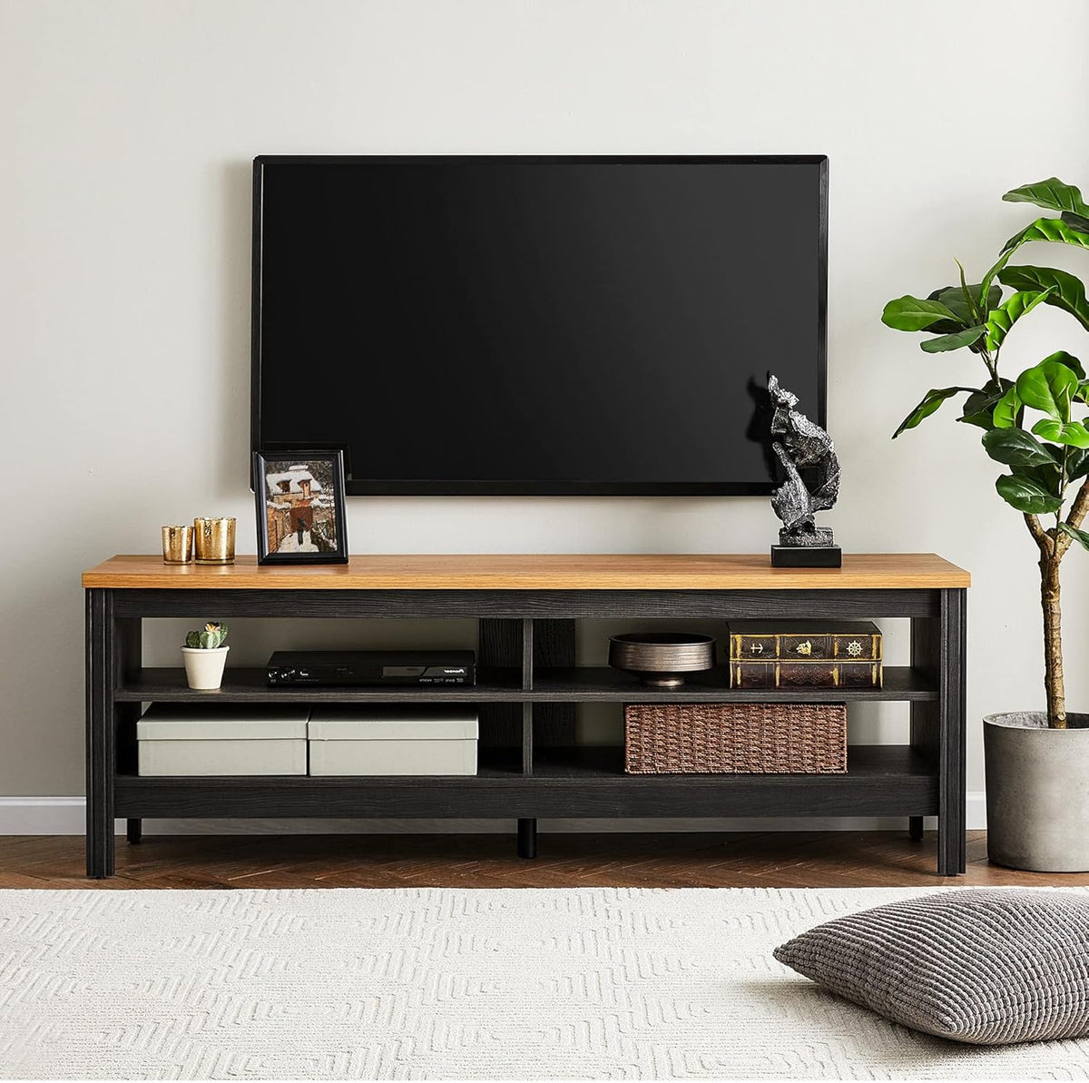 Black 70'' Electric Fireplace TV Stand with Storage Y636024