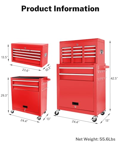 Heavy-Duty 7-Drawer Rolling Steel Tool Chest with Lock, Black W46343