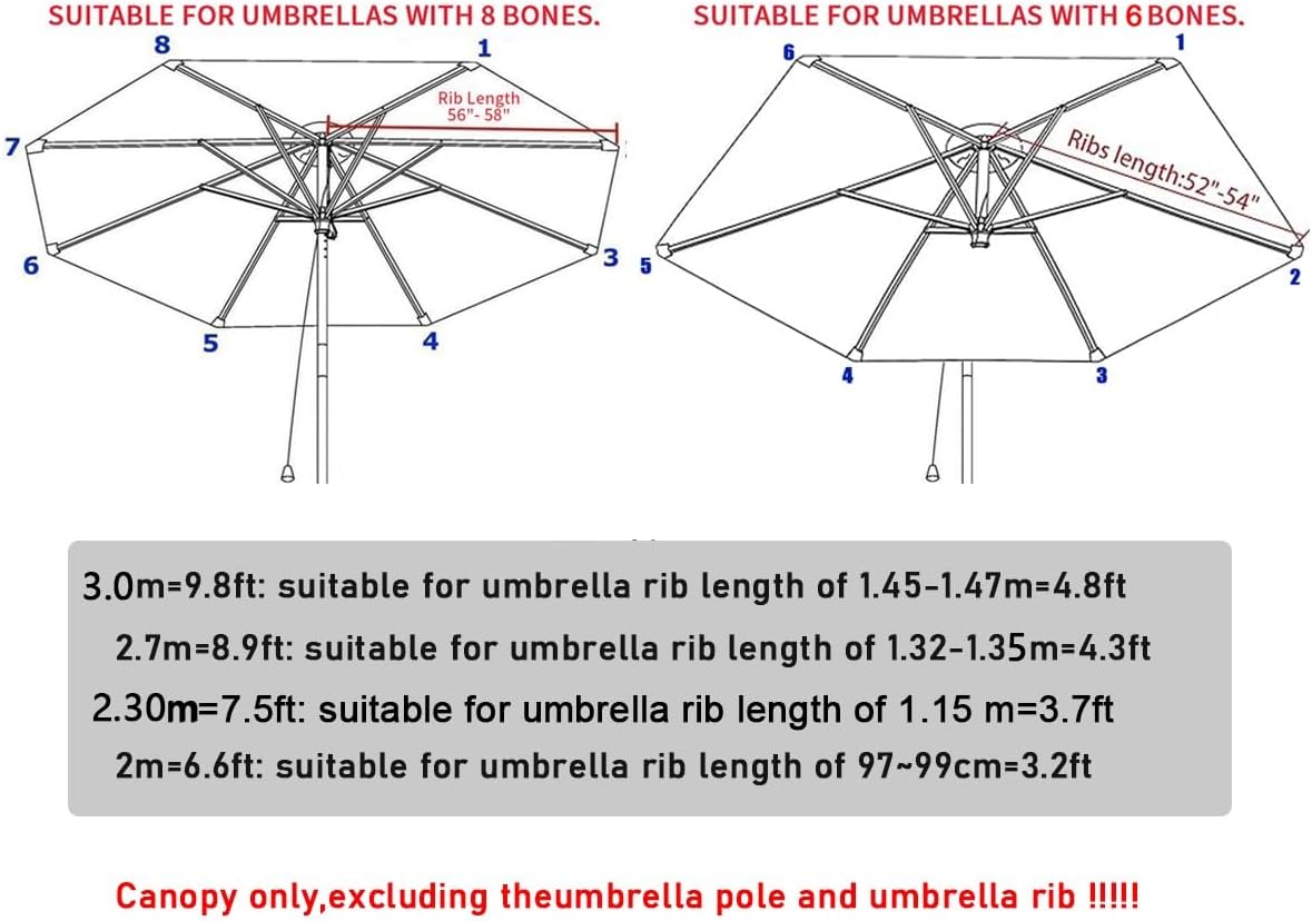 Wine Red 6.5FT 6 Ribs Patio Umbrella Replacement Top Canopy Cover C24380