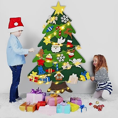 Felt Christmas Tree with 32 Ornaments and LED Lights F870752