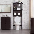 Espresso Over The Toilet Storage Cabinet with Glass Door R9680