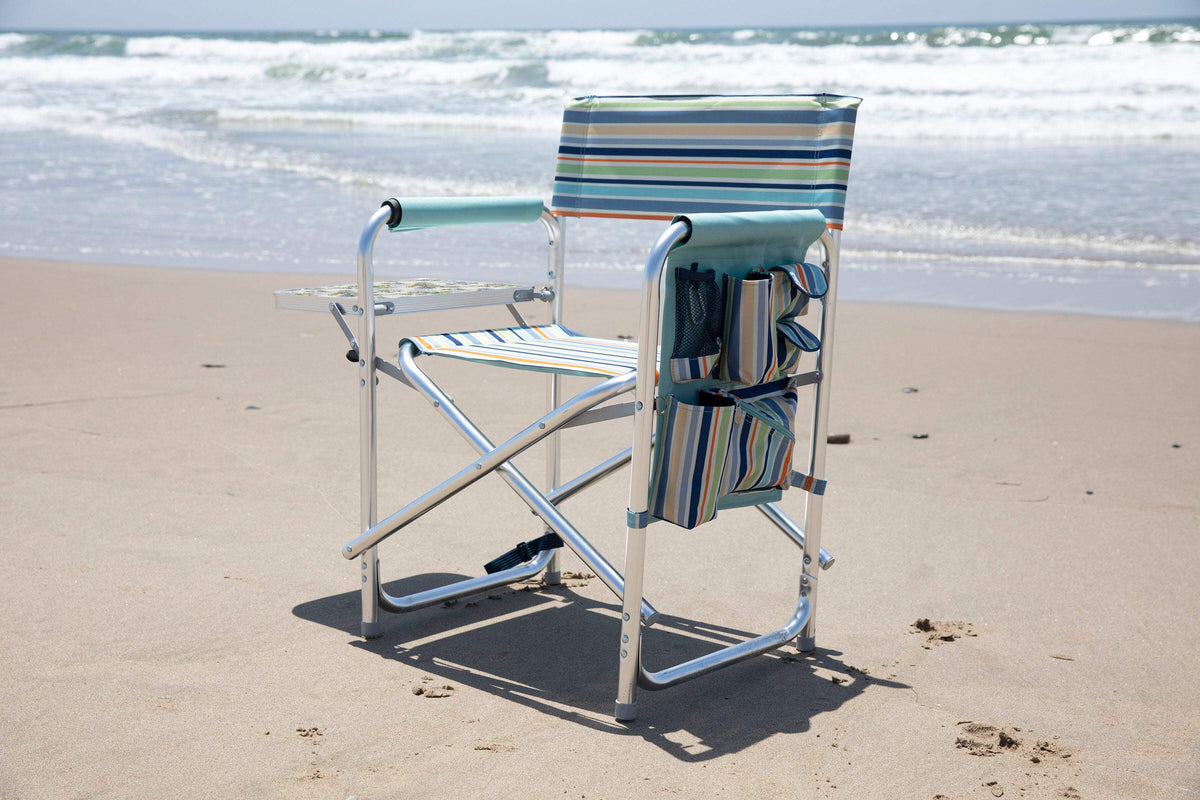 Sky Blue Sports Chair with Multi Stripe Pattern N847