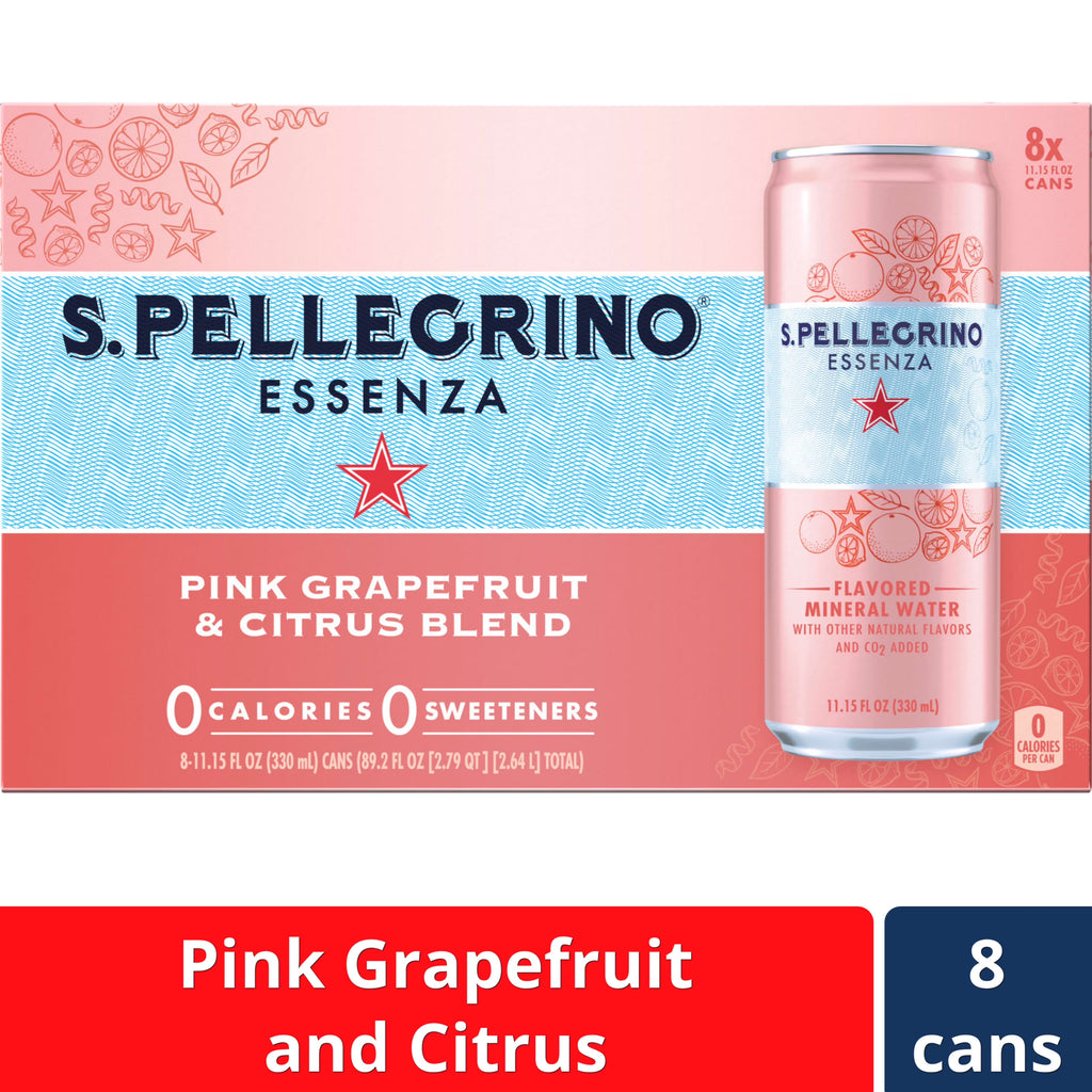 Pink Grapefruit & Citrus Flavored Mineral Water with CO2 Added, 8 Pack of 11.15 Fl Oz Cans R514361