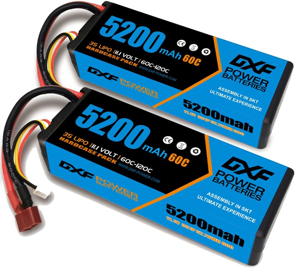 3S Lipo Battery 5200mAh 11.1V 60C Hard Case with Deans Connector (2 Pack) U501826