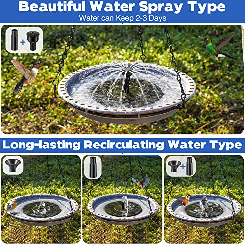 Solar Powered Bird Bath Fountain with 4 Water Spray P337