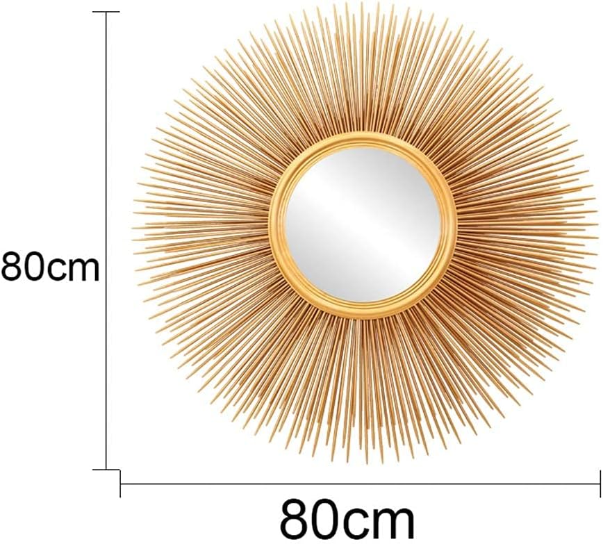 Brushed Gold Sunburst Round Wall Mirror W514766