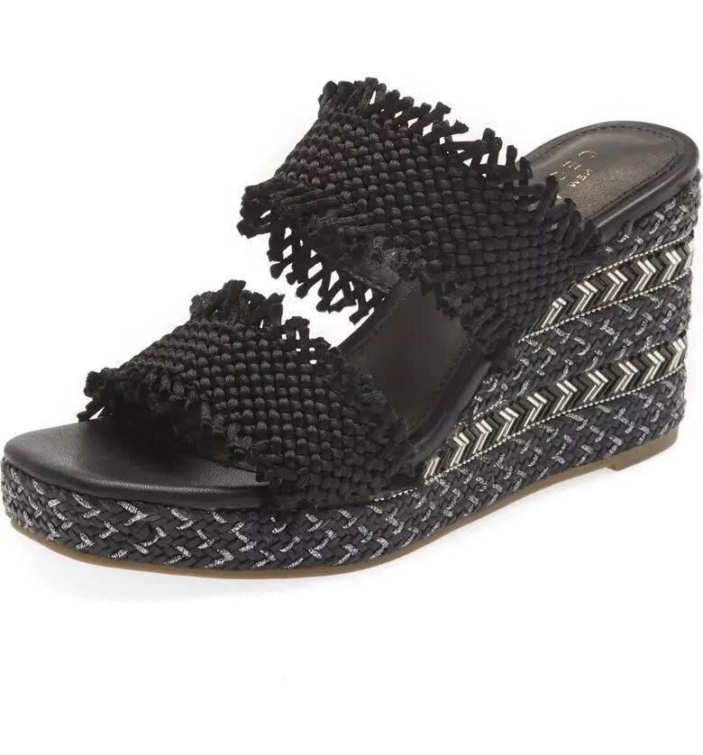 Black Platform Wedge Sandals Z17899