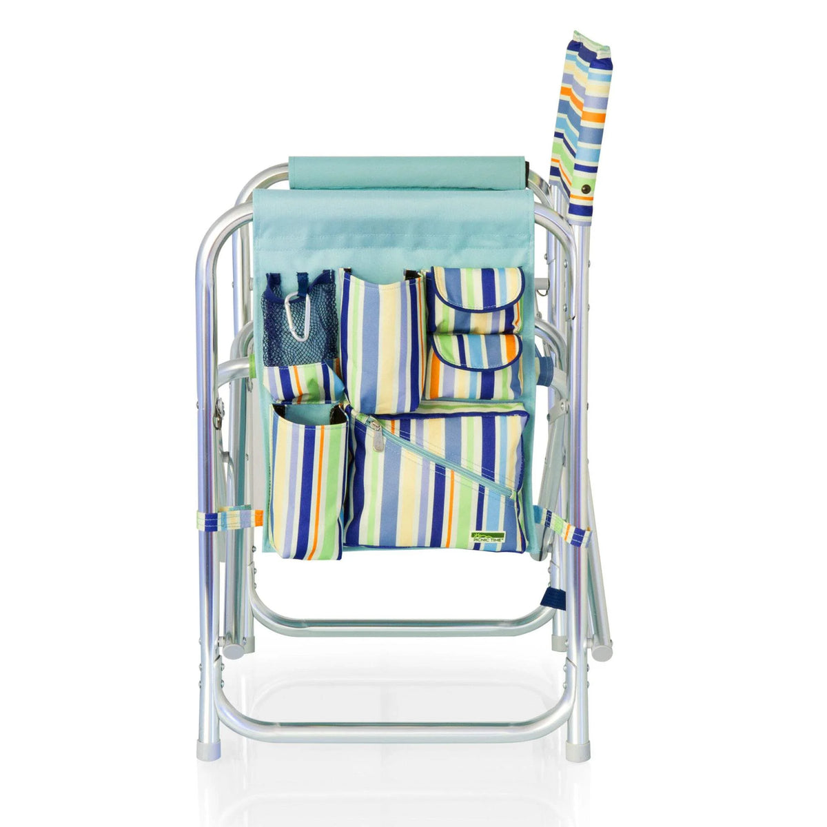 Sky Blue Sports Chair with Multi Stripe Pattern N847