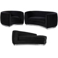 3-Piece Set with Accent Chair Chaise & Loveseat in Black and Chrome L135