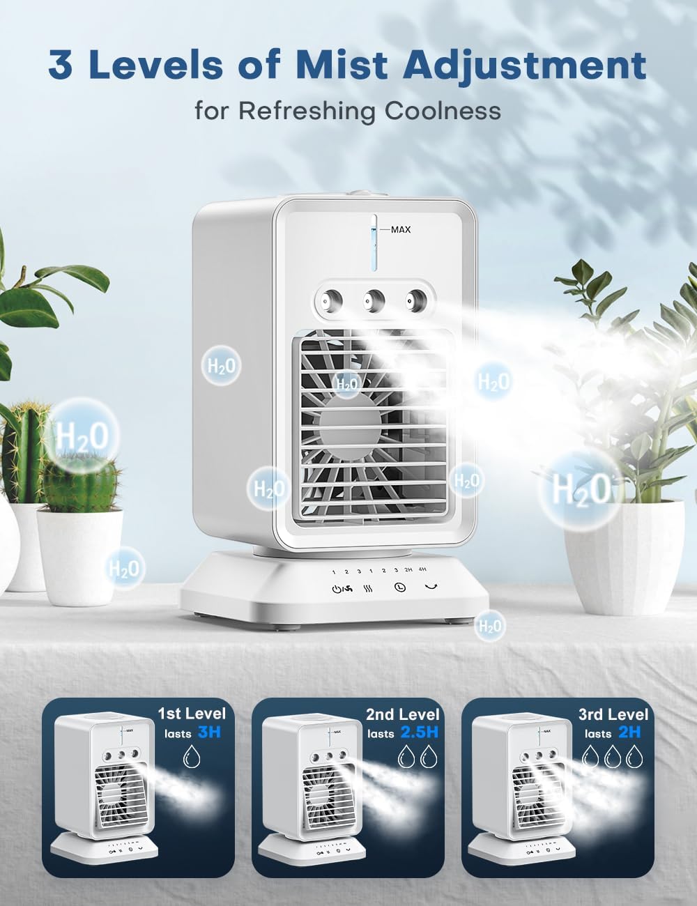 Portable Air Conditioner with 90° Rotate Base, 4H Timer, 300ml Water Tank V677
