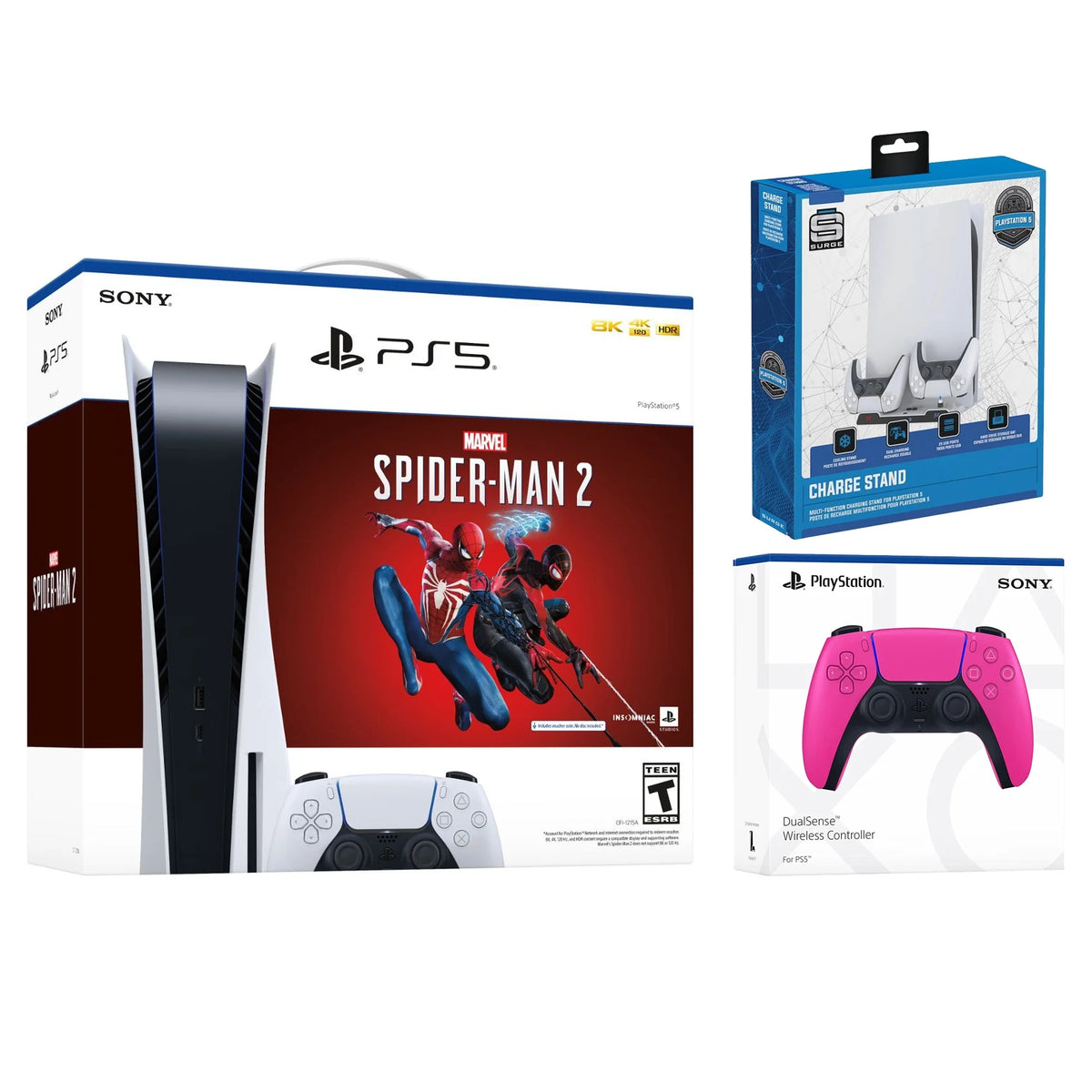 PlayStation 5 Disc Bundle with Extra Pink Controller and Charging Stand P166576