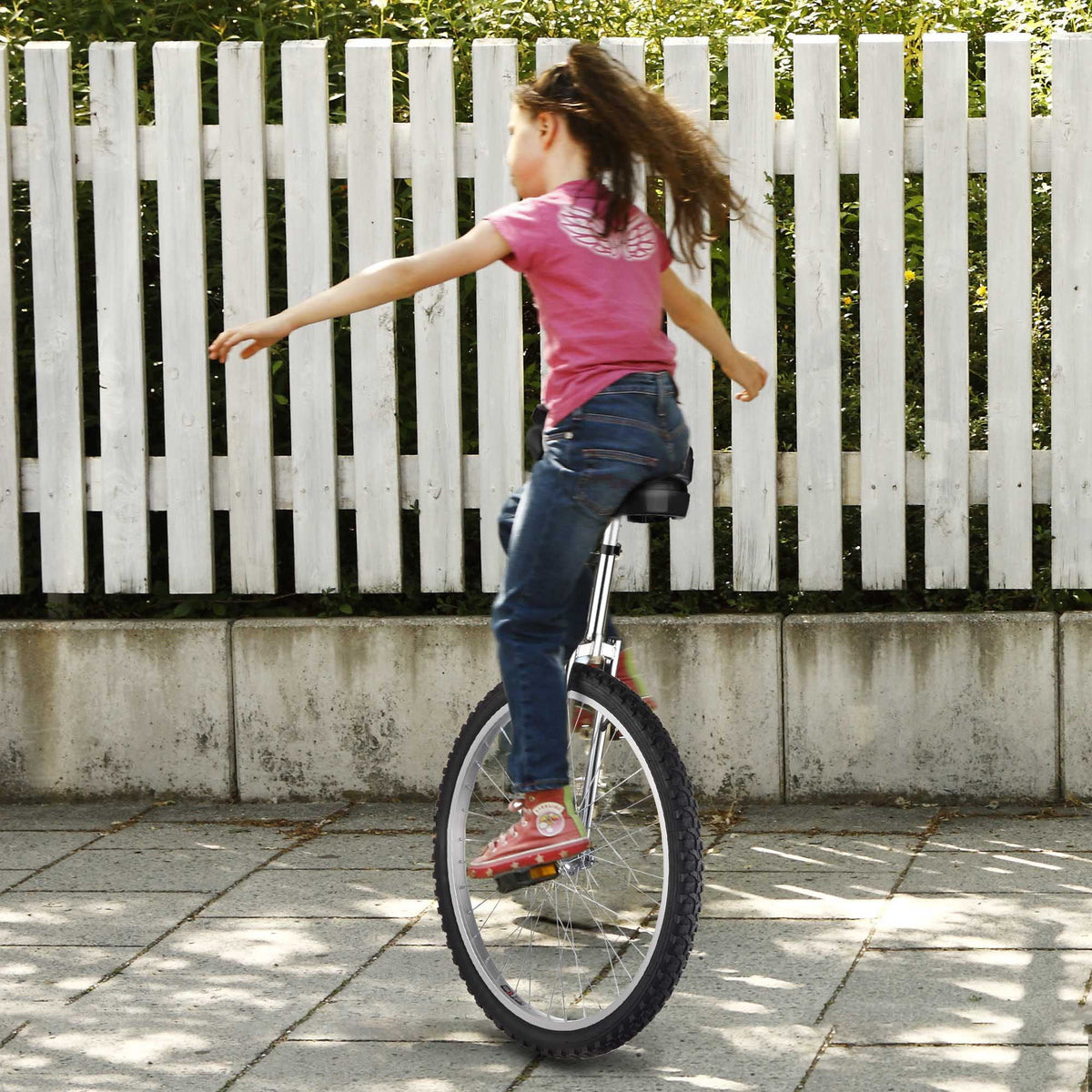 24 In Wheel Outdoor Unicycle Adjustable Seat Anti-Skid Pedal Red N686553