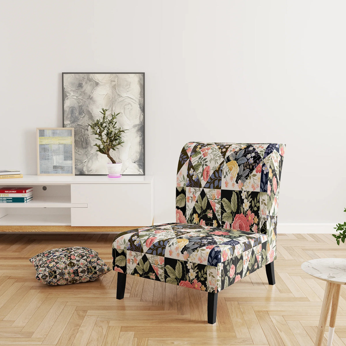 Upholstered Floral Accent Chair H1082