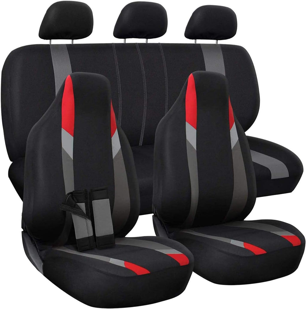 PU Leather Solid Beige Car Seat Cover Full Set D1061