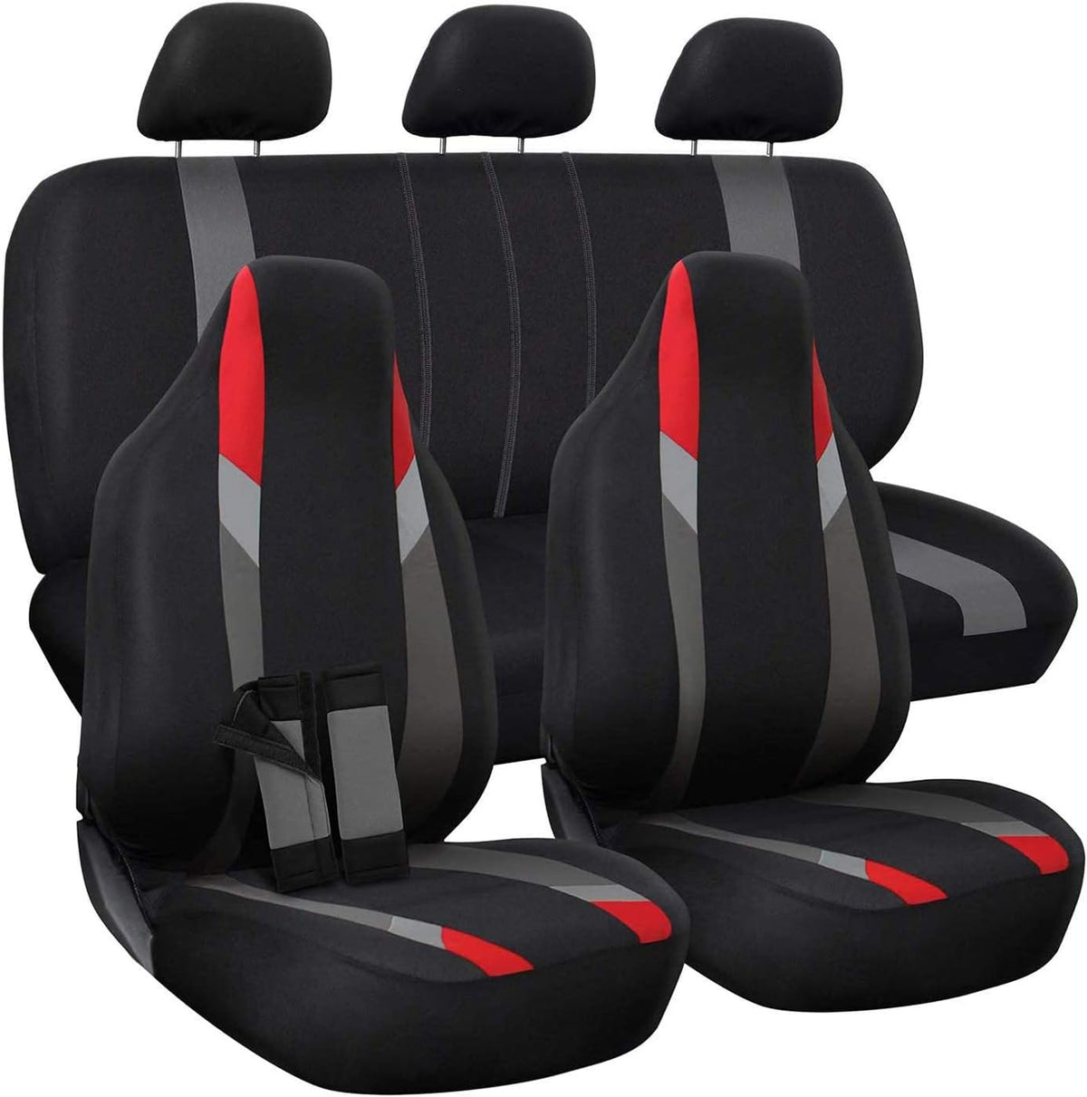 PU Leather Solid Beige Car Seat Cover Full Set D1061