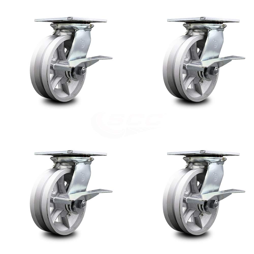 Heavy Duty Swivel Caster with 8 x 2 Silver Wheel, Pack of 2 E29046