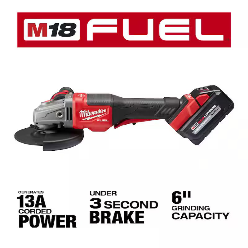 18V Lithium-Ion Brushless Cordless 4-1/2 in./6 in. Grinder Kit with Two 6.0 Ah Battery L6463