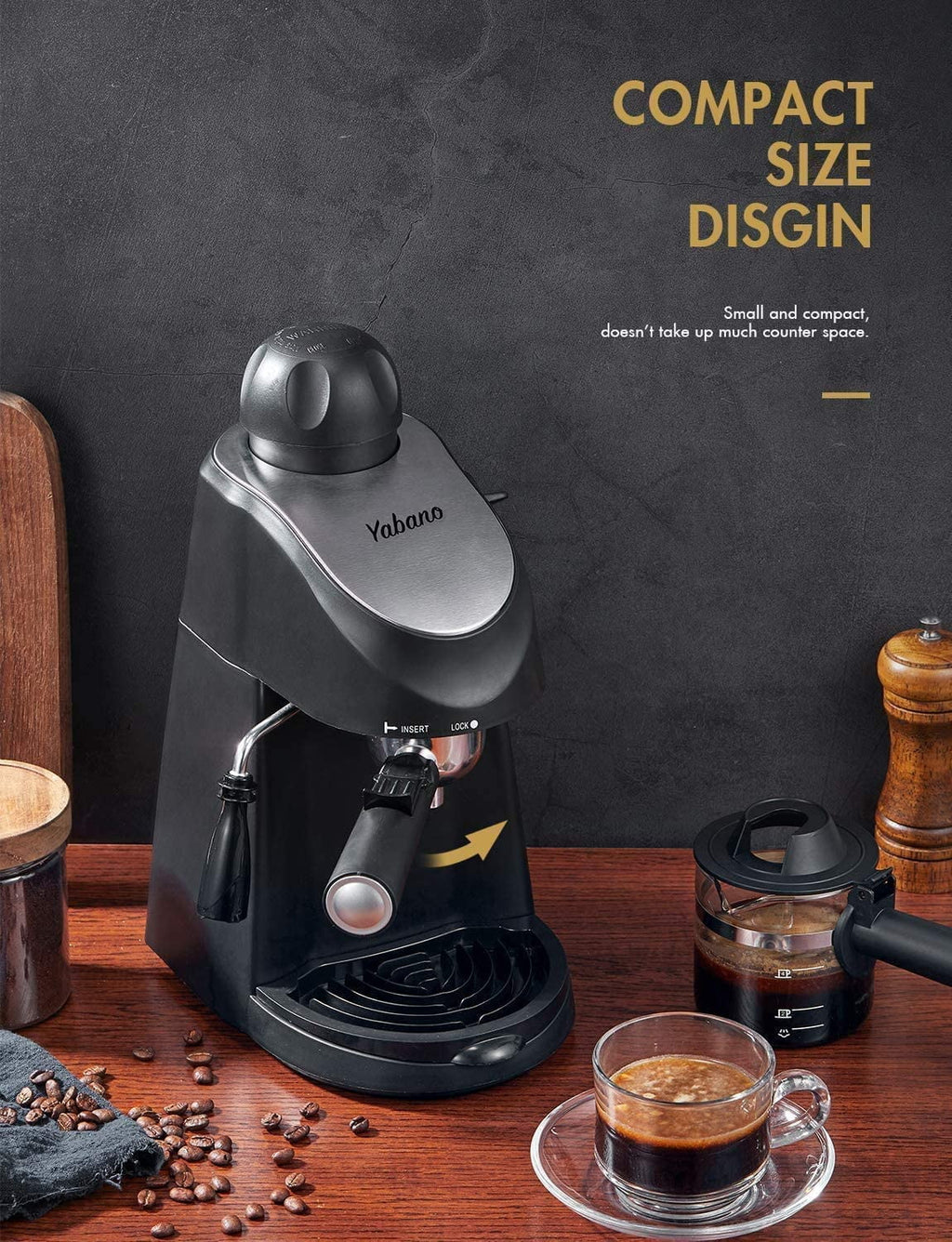 3.5 Bar 4 Cup Steam Espresso Cappuccino Maker with Milk Frother, Black D8667