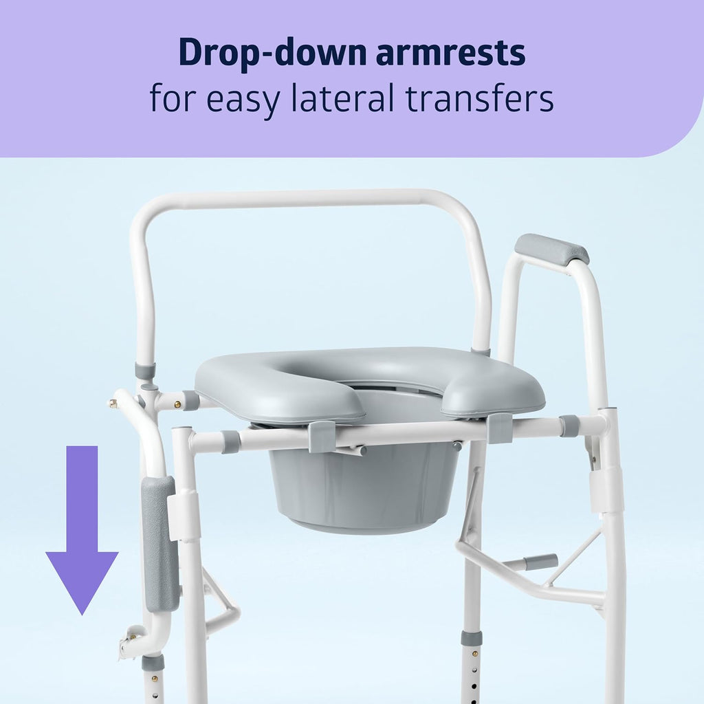 Drop Arm Commode Chair with Padded Seat, 350 lb. Weight Capacity X839