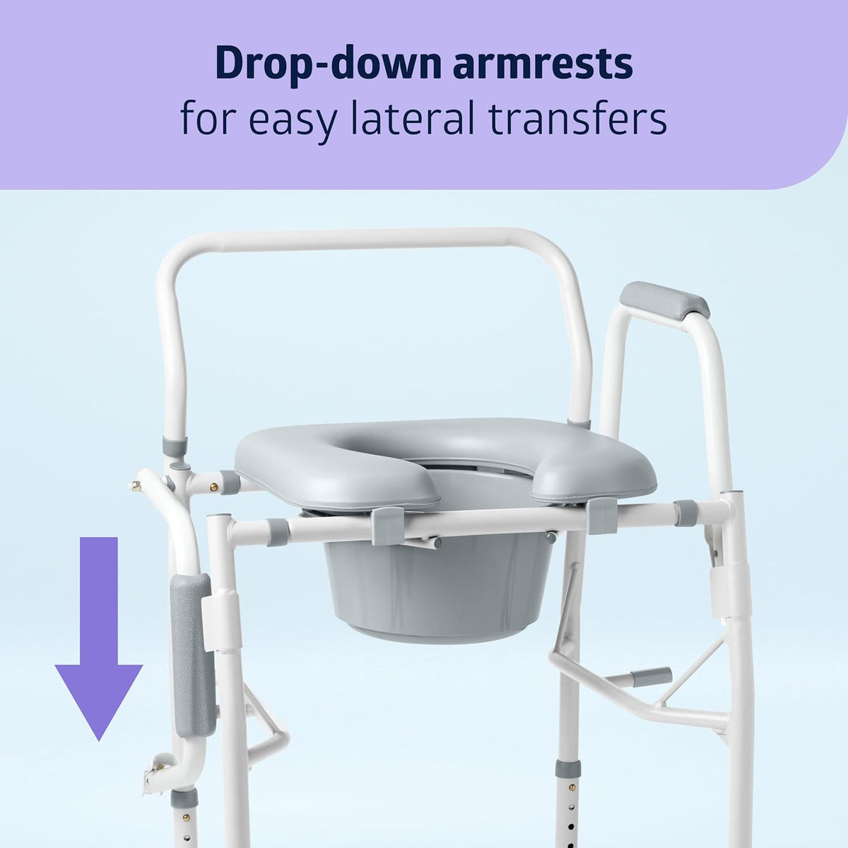Drop Arm Commode Chair with Padded Seat, 350 lb. Weight Capacity X839