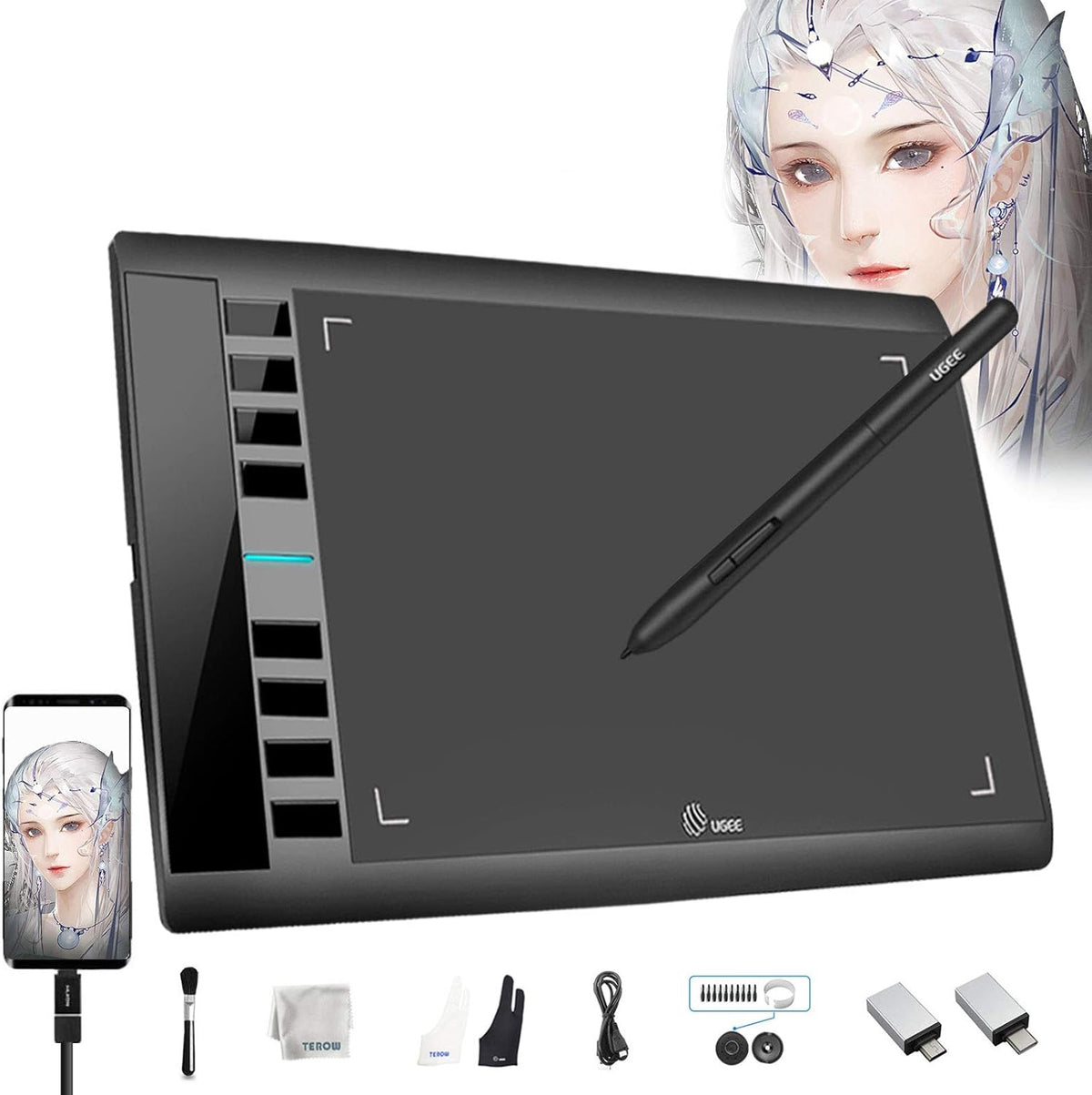Wireless Graphics Drawing Tablet 6x4 Inch with Battery-Free Stylus N738
