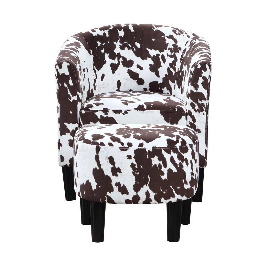 Brown Cow Print Accent Chair with Ottoman Q6243