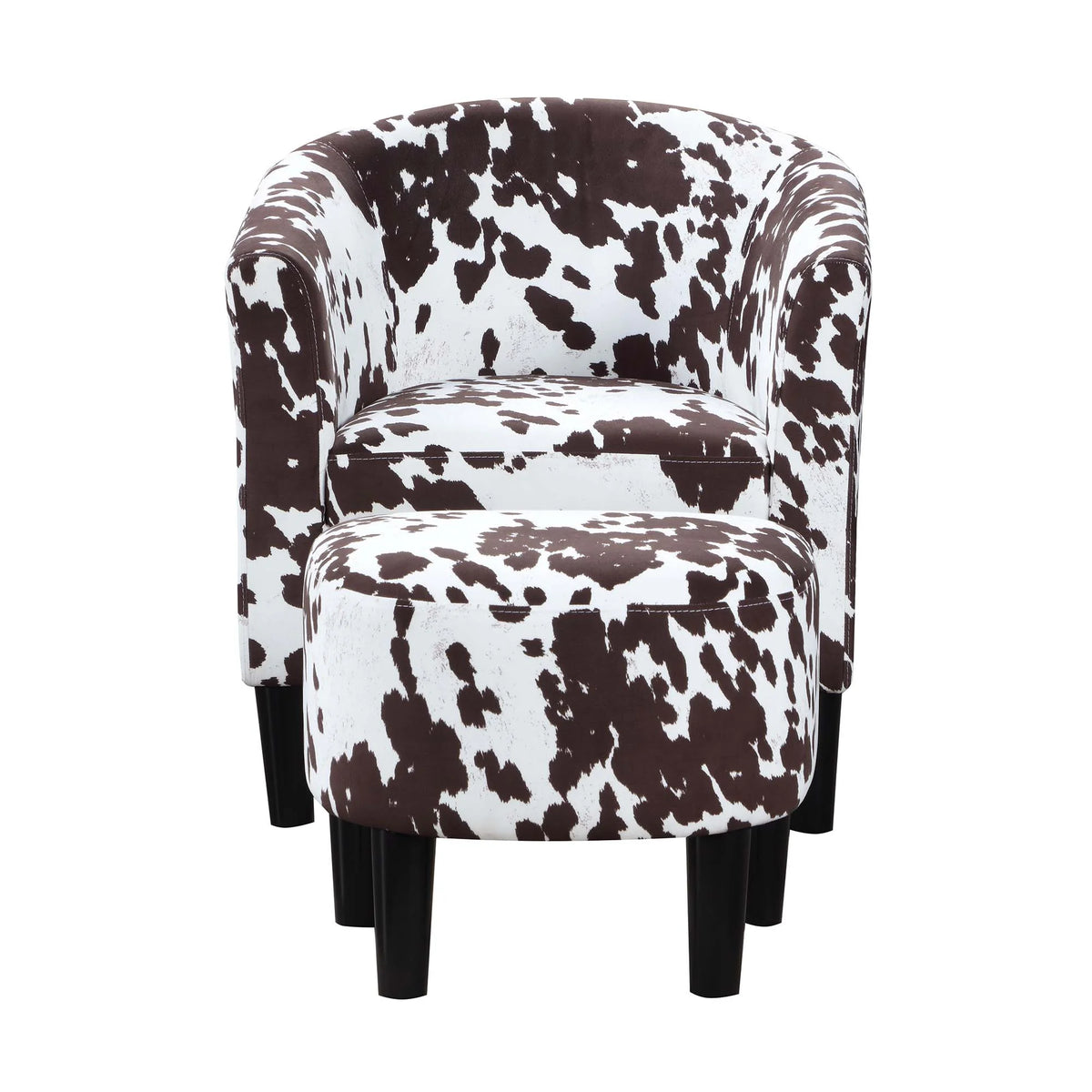 Brown Cow Print Accent Chair with Ottoman Q6243