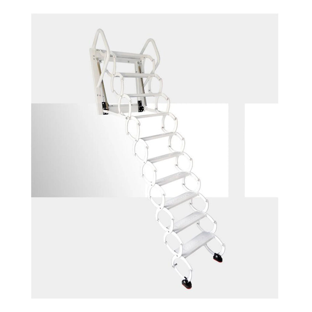 White Al-Mg Alloy Wall Mounted Loft Ladder Stairs J573