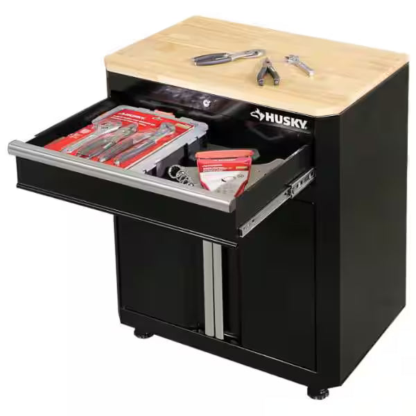 24-Gauge Steel 1-Drawer 2-Door Garage Base Cabinet in Black C791778