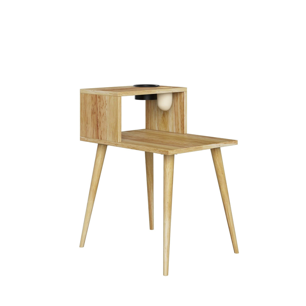 Natural Finish Wood End Table with Shelf C50082