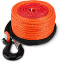 Synthetic Winch Rope with Hook and Sleeve Protection, Orange M1249