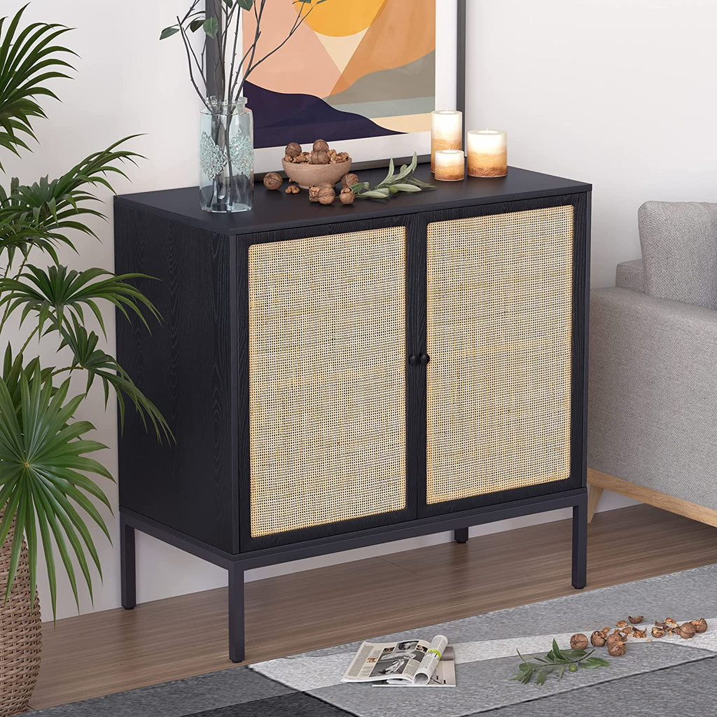 Black Rattan Storage Cabinet C59486